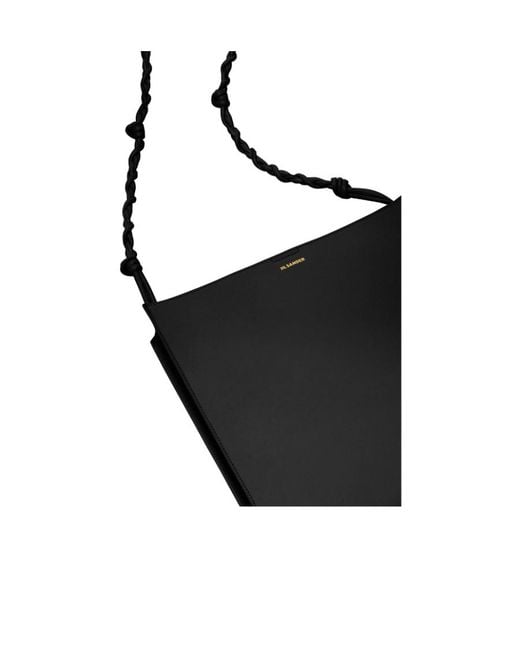 Jil Sander Black Tangle Logo Embossed Medium Crossbody Bag
