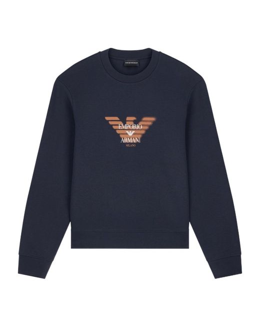 Emporio Armani Blue Double Jersey Sweatshirt With Logo for men