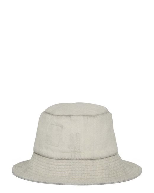 Rick Owens White Wide Brim Denim Hat for men