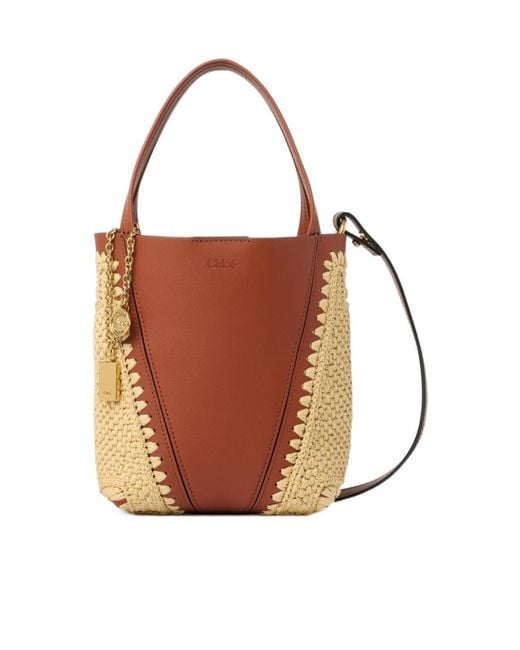 Chloé Brown Chloé Spin Raffia Bucket Shoulder Bag