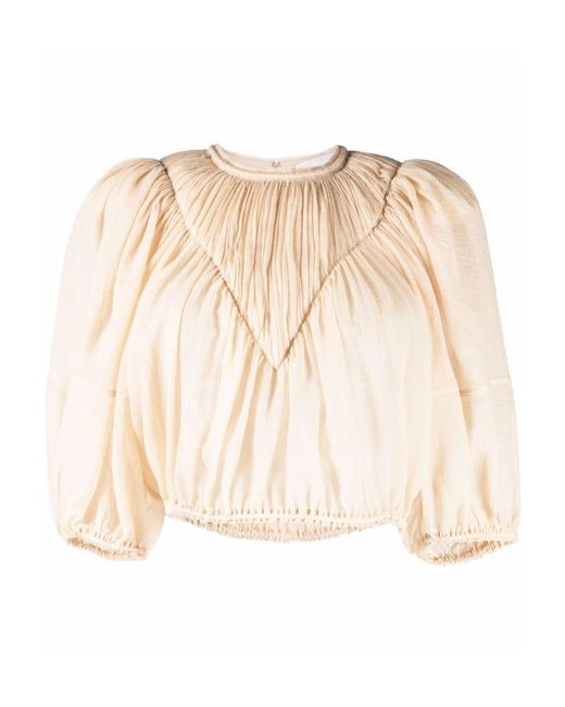 Chloé Natural Pleated Short Blouse
