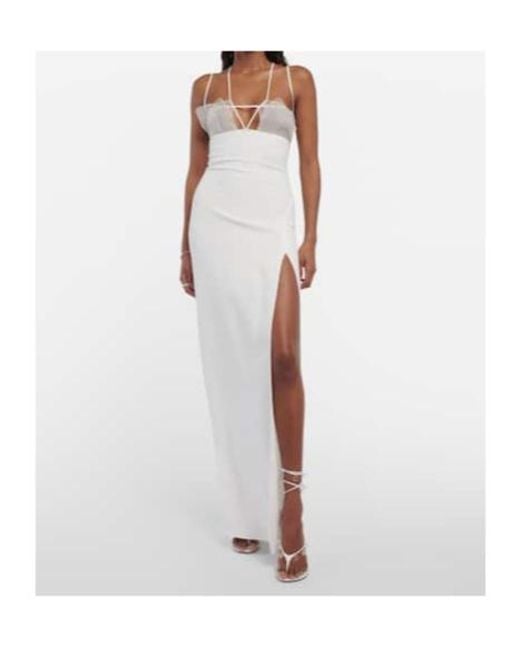 Nensi Dojaka White Bridal Cutout Crepe Gown