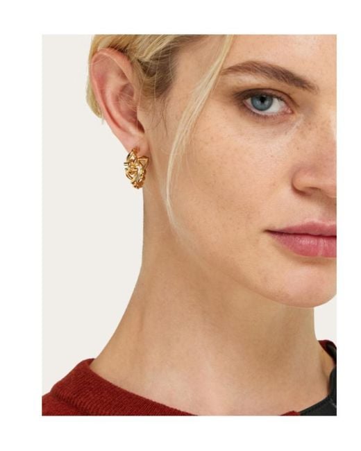 Ferragamo Metallic Twisted Chain Gancini Earrings