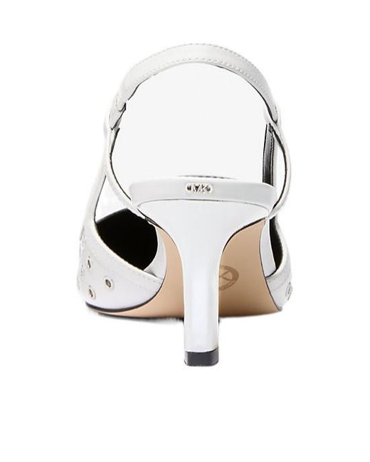 MICHAEL Michael Kors White Alora Grommeted Slingback Pumps