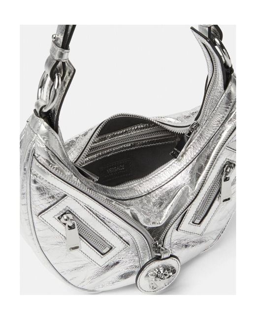 Versace Gray Metallic Effect Mini Shoulder Bag