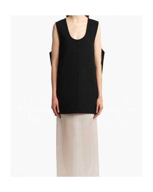 Khaite Black Nyona Scoop-Neck Sleeveless Mini Dress