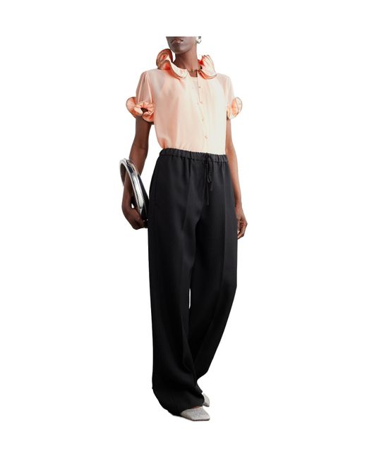 Coperni Pink Zip-Embellished Ruffled Chiffon Blouse
