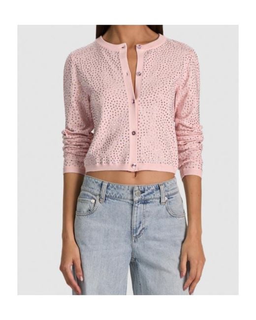Alice + Olivia Pink Carson Embellished Cardigan