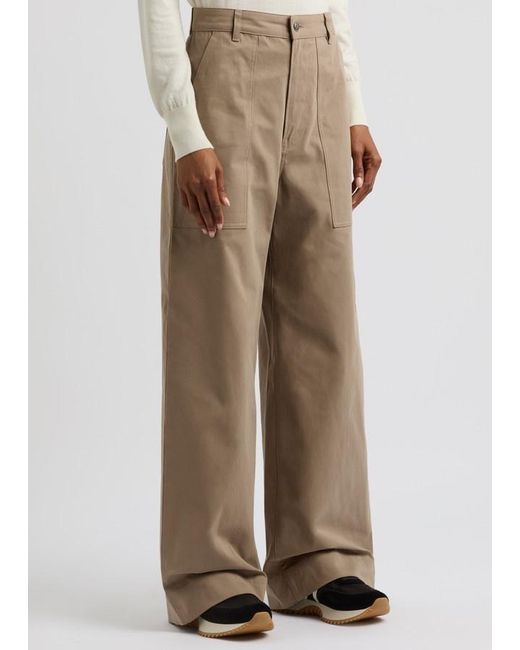 Moncler Natural Wide-Leg Stretch-Cotton Trousers