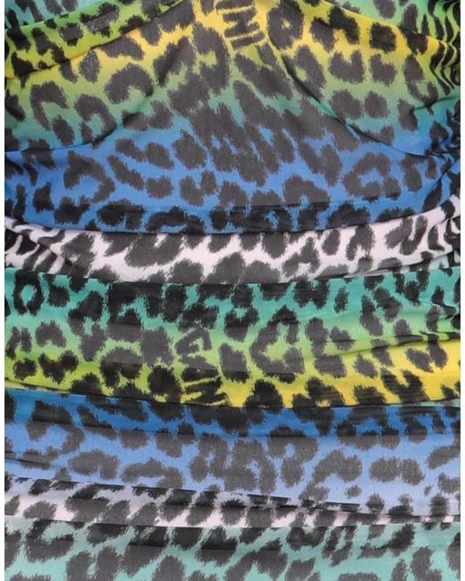 Ganni Blue Leopard Print Slim-Fit Dress