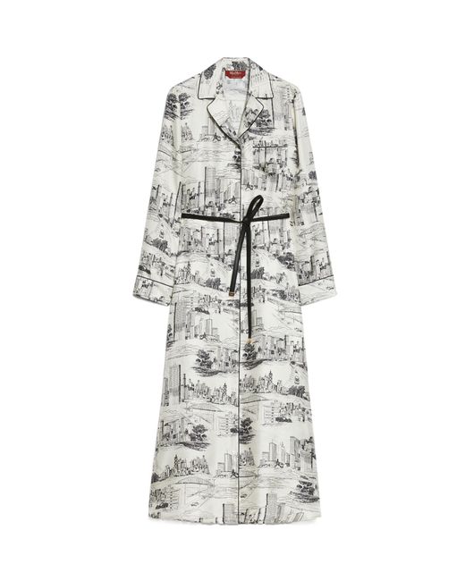 【送料&関税込】Max Mara Allover Patterned Longsleeved Dress Max Mara Floral Printed Long-sleeved Dress in White | Lyst