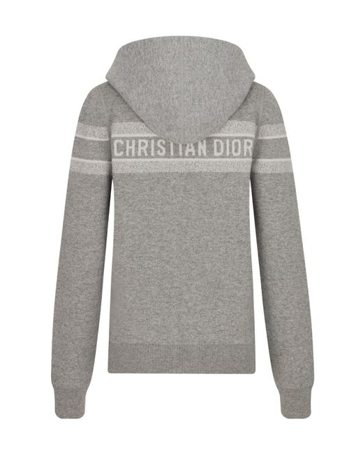 Dior Gray Reversible Zipped Cardigan With Hood