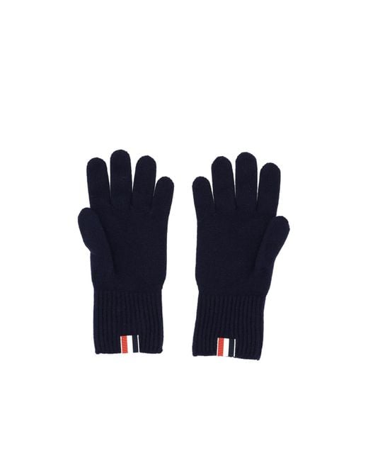 Thom Browne Blue Rwb Stripe Merino Wool Gloves for men
