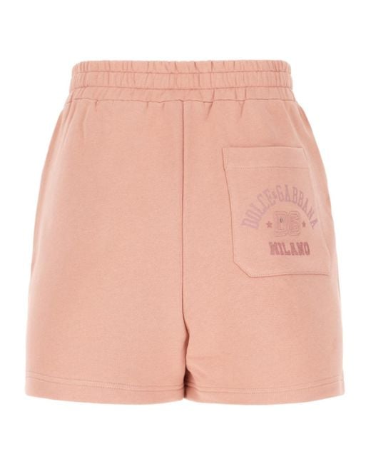 Dolce & Gabbana Pink Dg Logo Embroidered Track Shorts