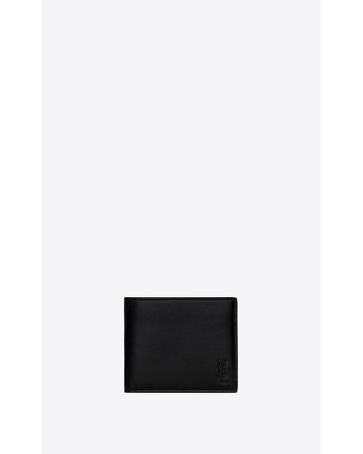 Saint Laurent Black Tiny Monogram East/West Wallet for men