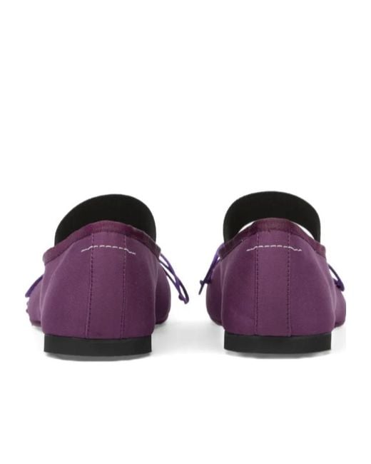 MM6 by Maison Margiela Purple Atomic Bow-Detailed Satin Ballerina Shoes