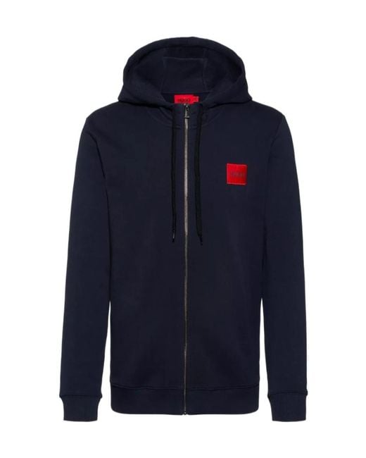 Boss Purple Hugo Logo Embroidered Zipped Hoodie for men