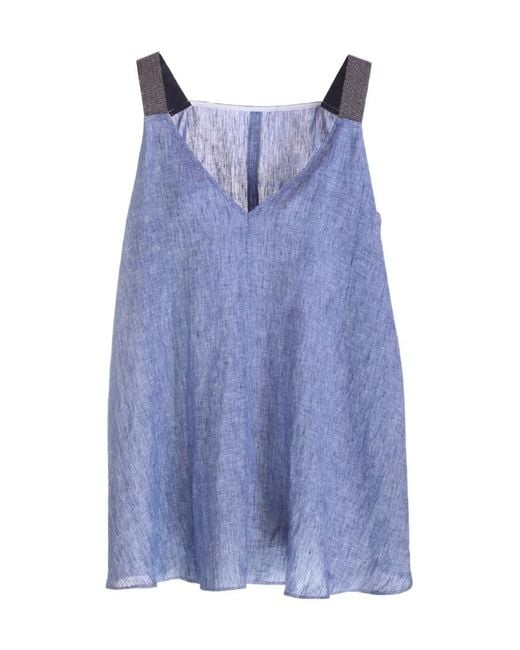 Fabiana Filippi Blue V-Neck Strapped Top