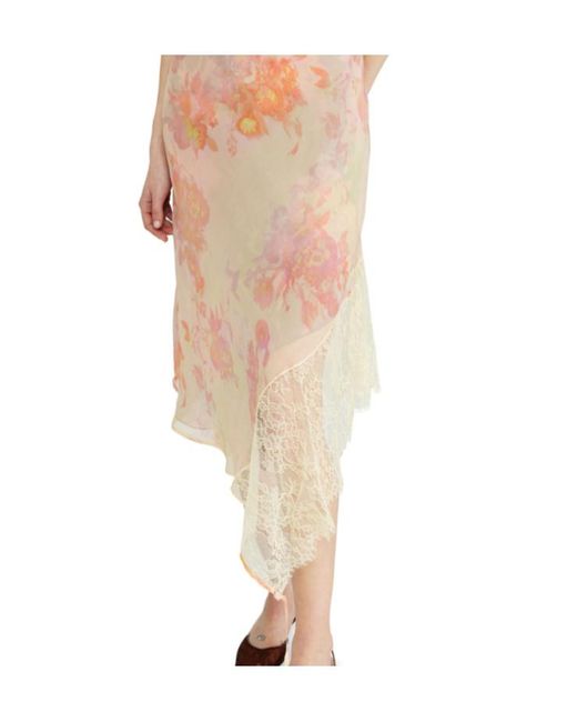 DIESEL White Floral Lace Asymmetric Dress