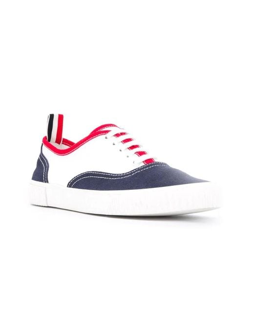 Thom Browne White Heritage Canvas Sneakers for men