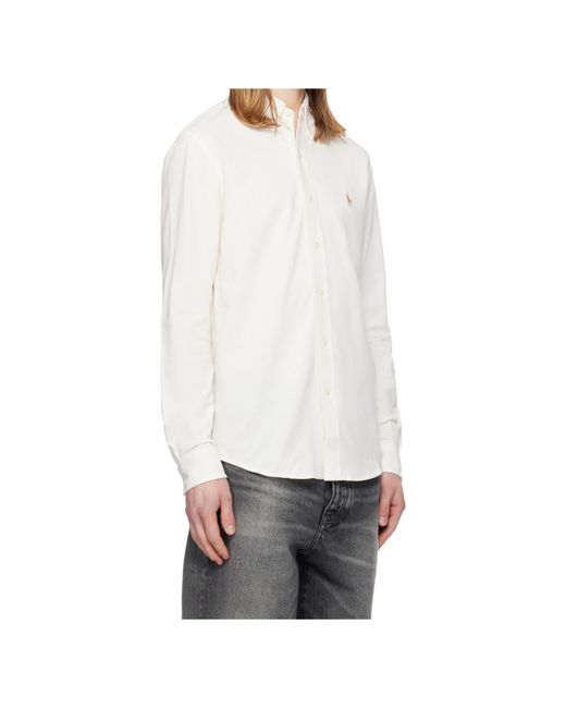 Polo Ralph Lauren White Ralph Lauren Embroidered Logo Shirt for men