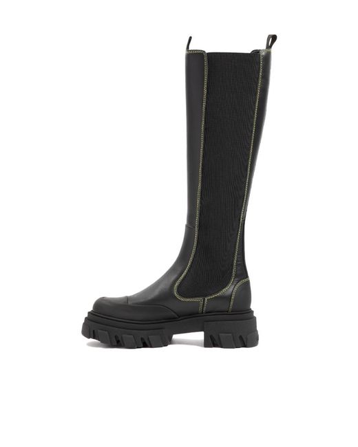 Ganni Black Knee Chelsea Boots