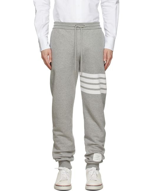 Thom Browne Gray 4-Bar Stripe Sweatpants for men