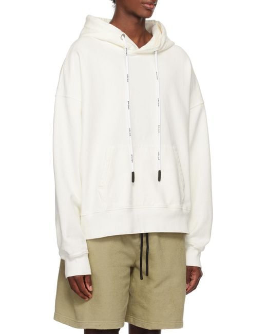 Palm Angels White Logo-Detailed Drawstring Hoodie for men