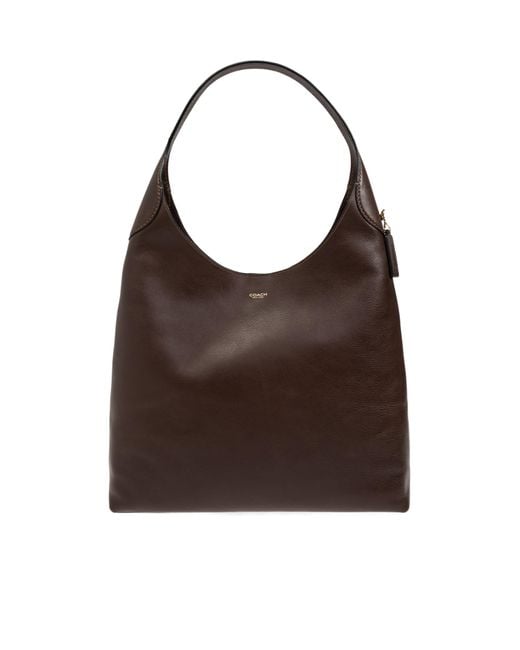 COACH Brown Brooklyn 39 Logo Detailed Shoulder Bag