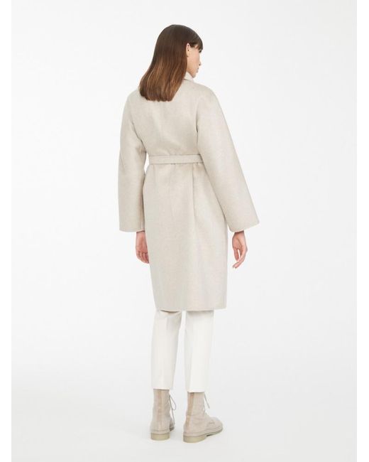Max Mara White Lilia Belted Long-Sleeved Coat