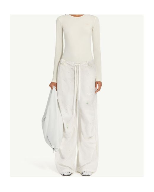 MM6 by Maison Martin Margiela White Paint-Splatter Trousers