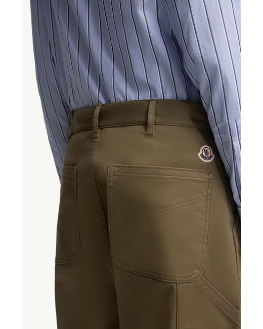Moncler Green Cotton Gabardine Pants for men