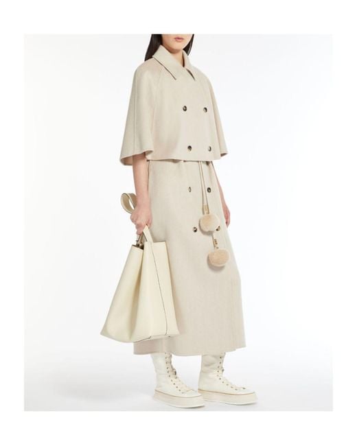 Max Mara Natural Double-Breasted Cropped Coat
