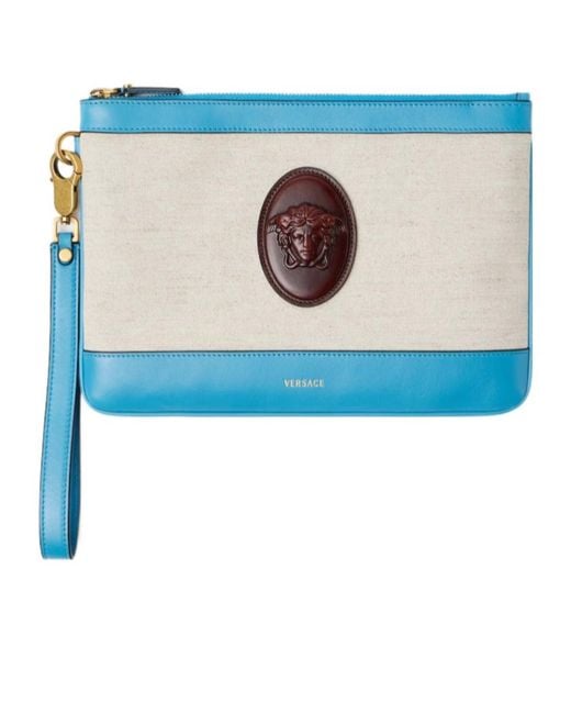Versace Blue Rivière Zipped Pouch