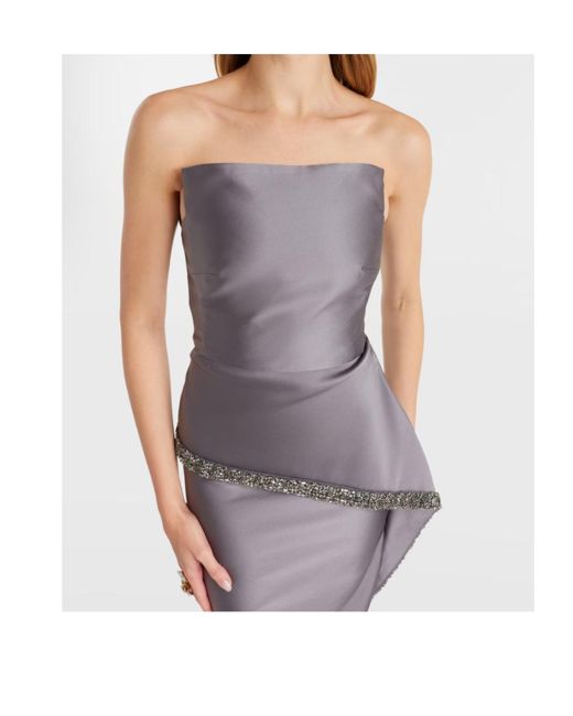 Roland Mouret Purple Taffeta Crystal-Embellished Gown