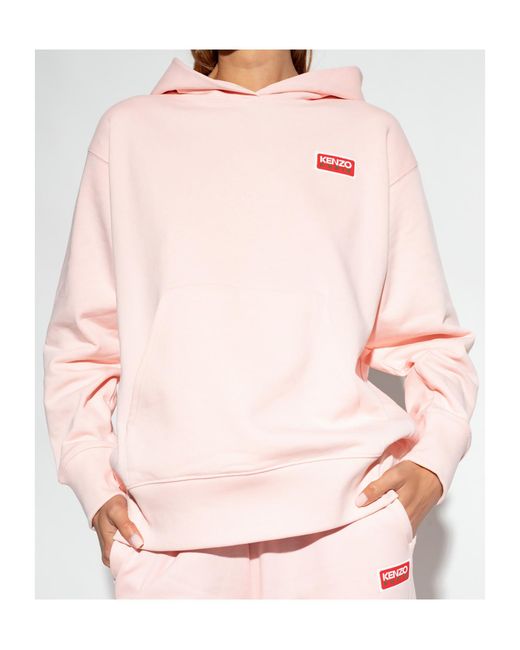 KENZO Pink Logo-Embroidered Hoodie