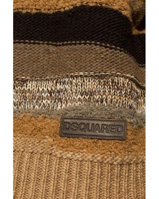 DSquared² Brown Striped Pattern Knitted Jumper for men