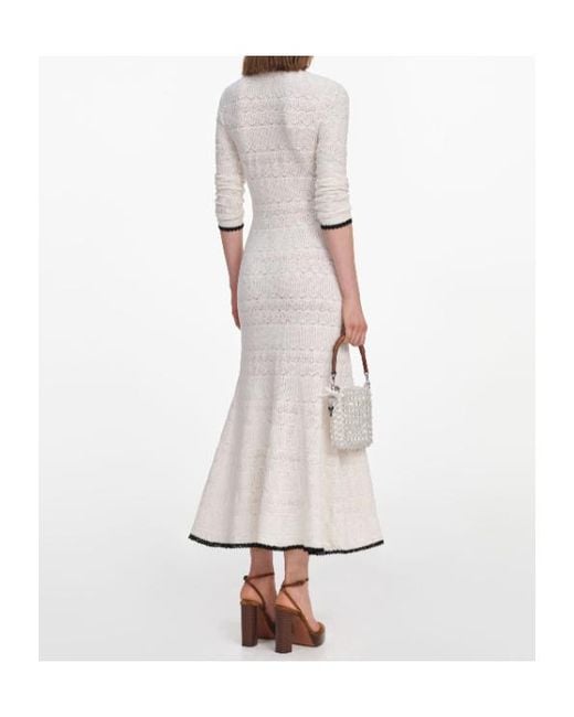 Self-Portrait White Knitted Long Cardigan