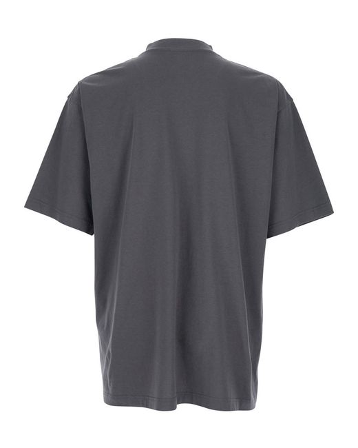 Balenciaga Gray Laurel Classic Medium Fit T-Shirt for men