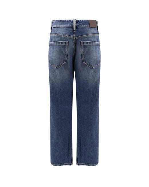 Brunello Cucinelli Blue High Waisted Straight-Leg Jeans