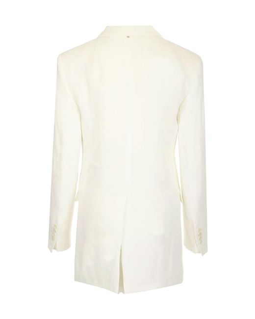 Sportmax White Oversized Concealed Fastened Blazer