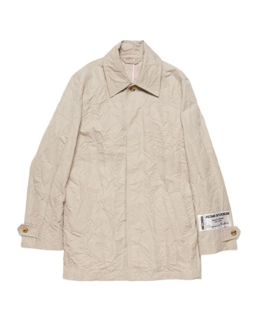 Acne Natural Crinkled Buttoned Trench Coat for men