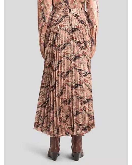Etro Brown Stretch Sable Maxi Skirt With Floral Paisley Motif