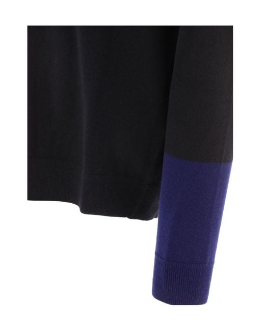Comme des Garçons Blue Long-Sleeved V-Neck Pullover for men