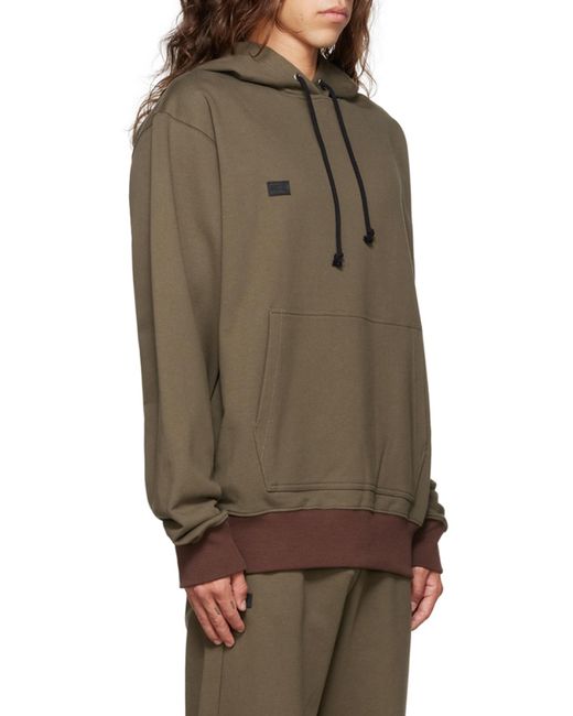 Helmut Lang Brown Logo Patch Drawstring Hoodie for men