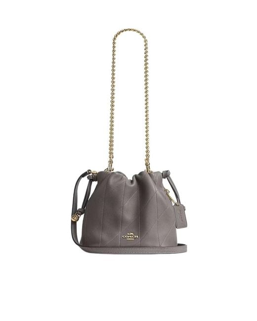 COACH White Faye Mini Drawstring Bag With Quilting