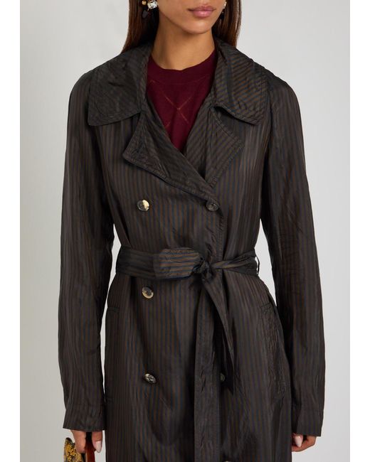 Dries Van Noten Black Minimal Striped Trench Coat