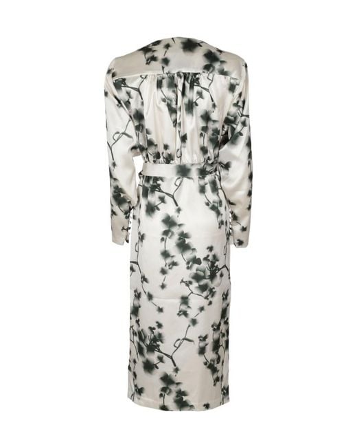 ROTATE BIRGER CHRISTENSEN White Abstract Floral-Print Midi Dress