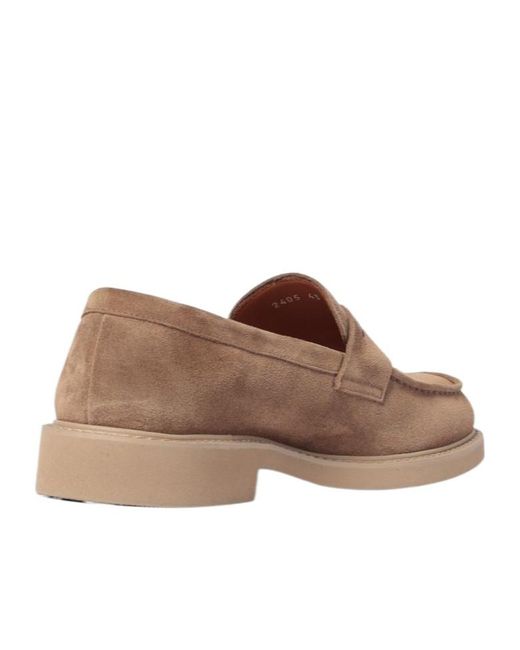 Doucal's Brown Suede Penny Loafers for men