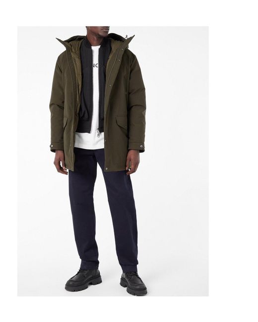 Moncler Green Hooded Parka With Snap Closure for men